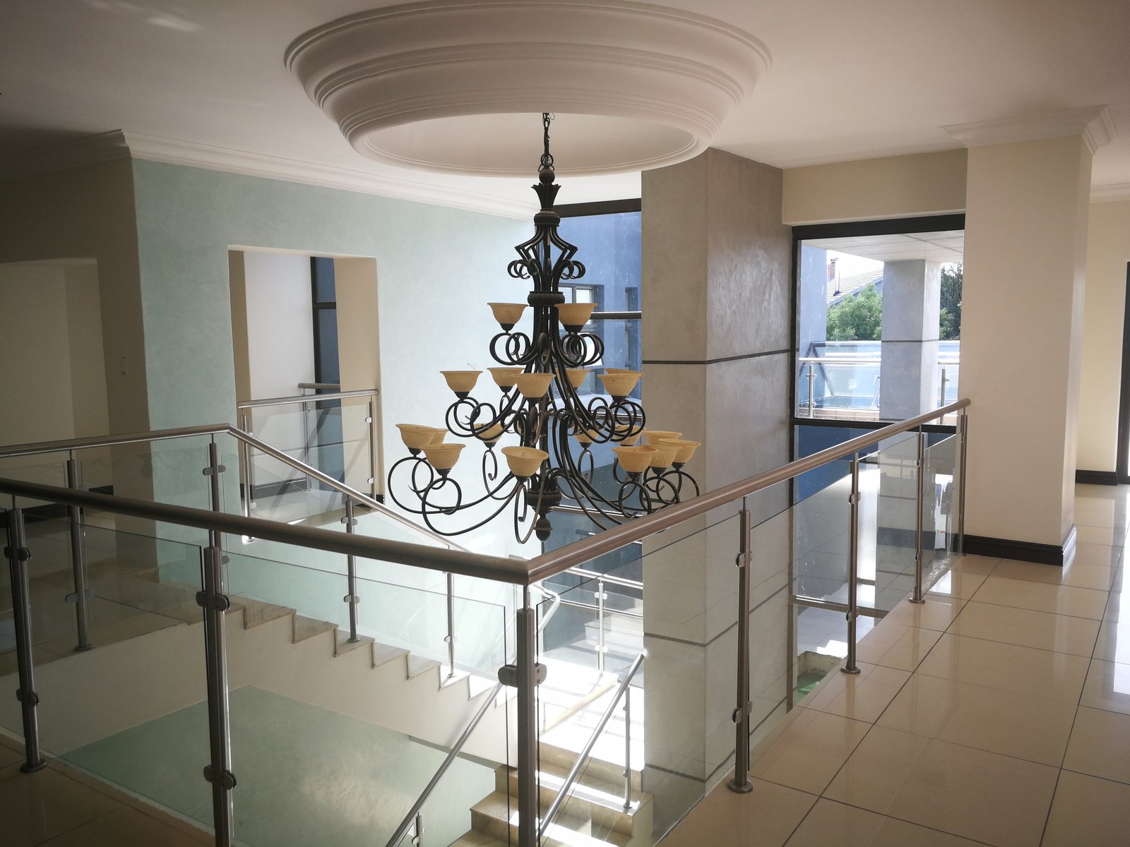 Interior staircase with a specialist painted wall finish